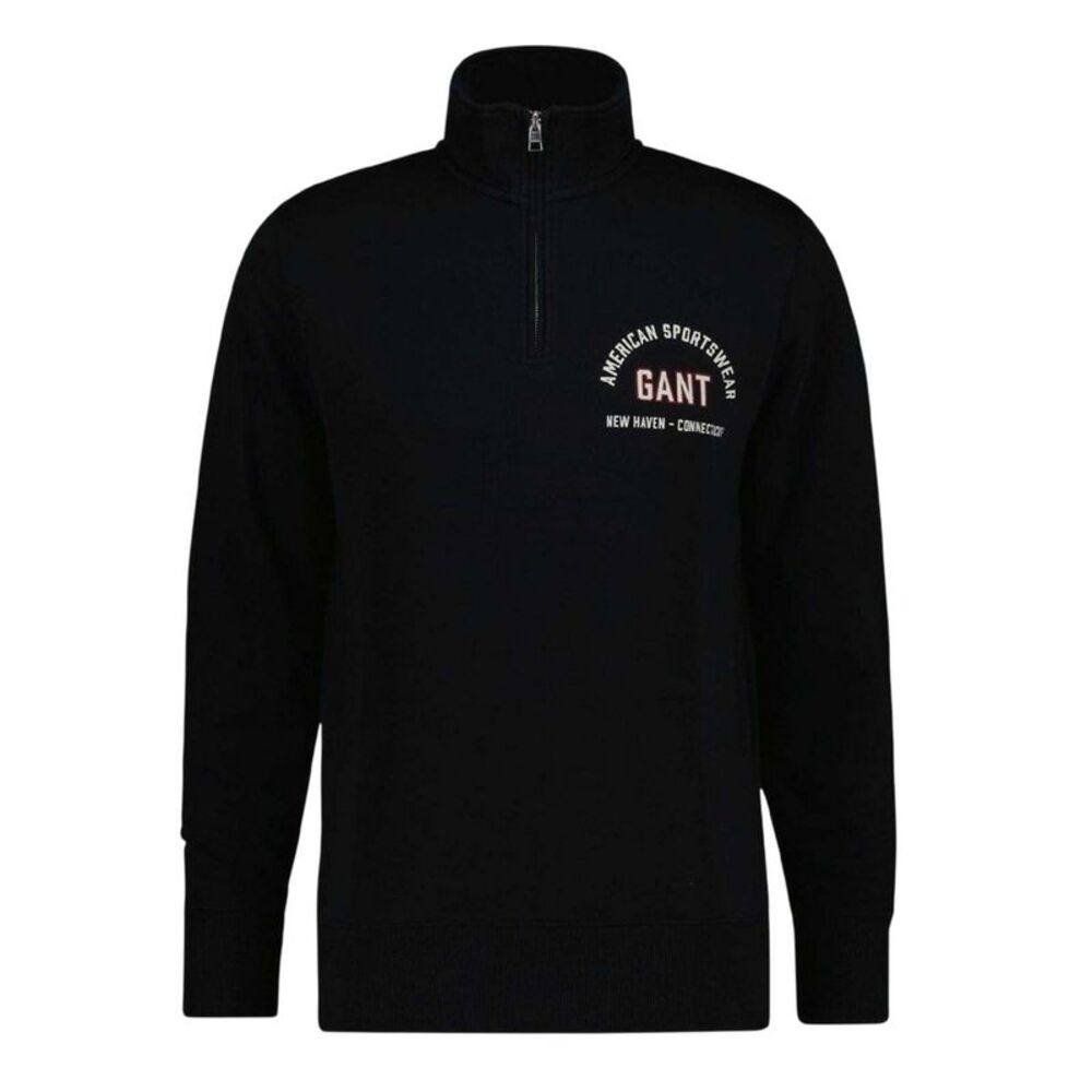 Gant Mens Fleece Quarter Zip Sweatshirt / Black